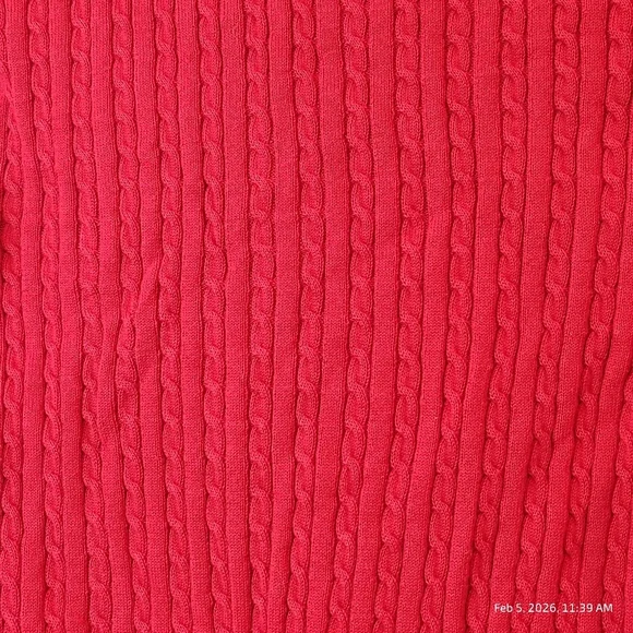 Tommy Hilfiger Sweater Womens S Red V Neck Cable Knit Ribbed Fitted Lightweight - Picture 5 of 6